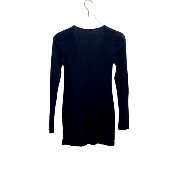 Standard James Perse Black V-Neck Supima Cotton Long Sleeve Mini Dress Size 2 - Picture 4 of 10